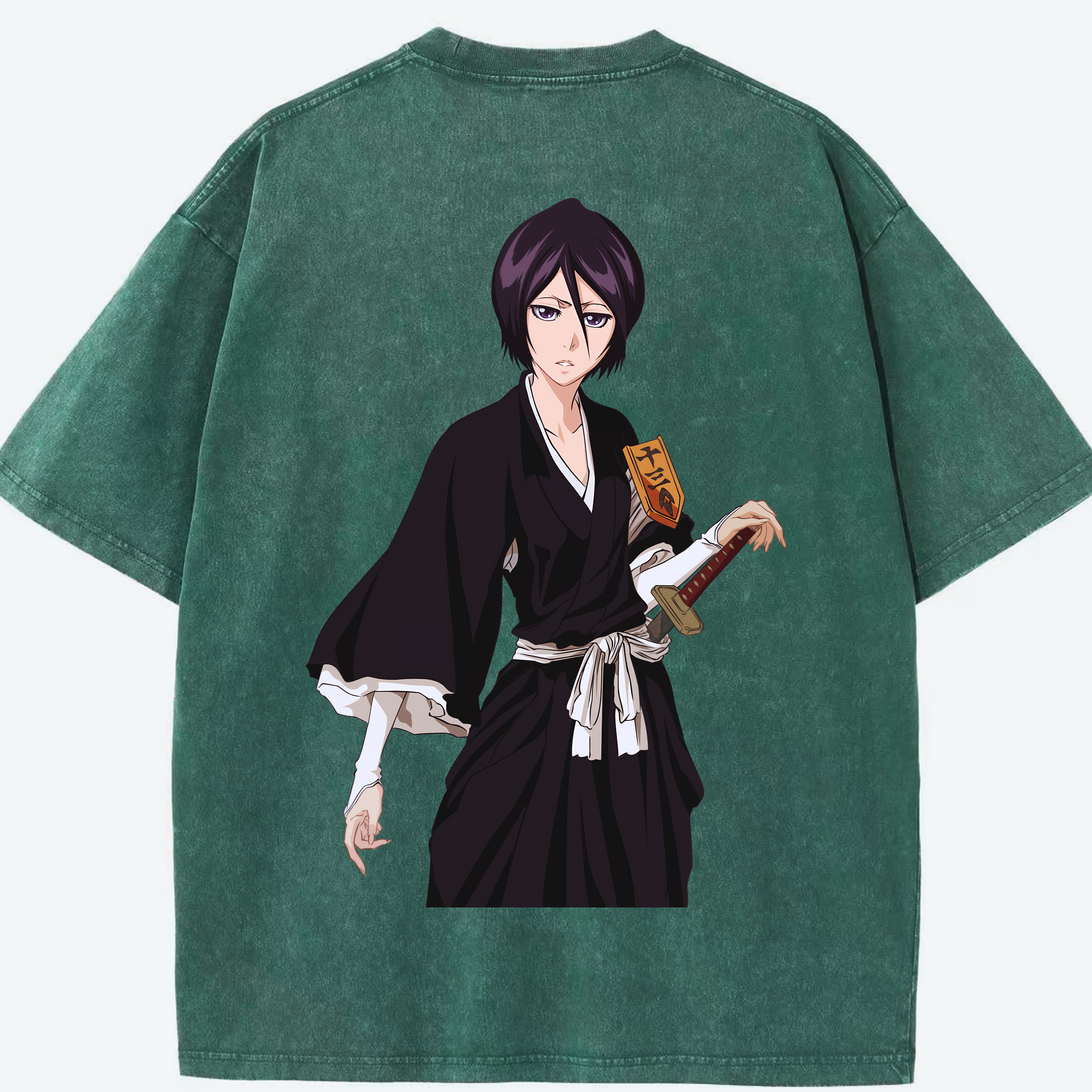 （画像用） ブリーチ 朽木ルキア BLEACH Kuchiki Rukia 綿100% ヴィンテージ風 半袖Tシャツ（背面プリント）